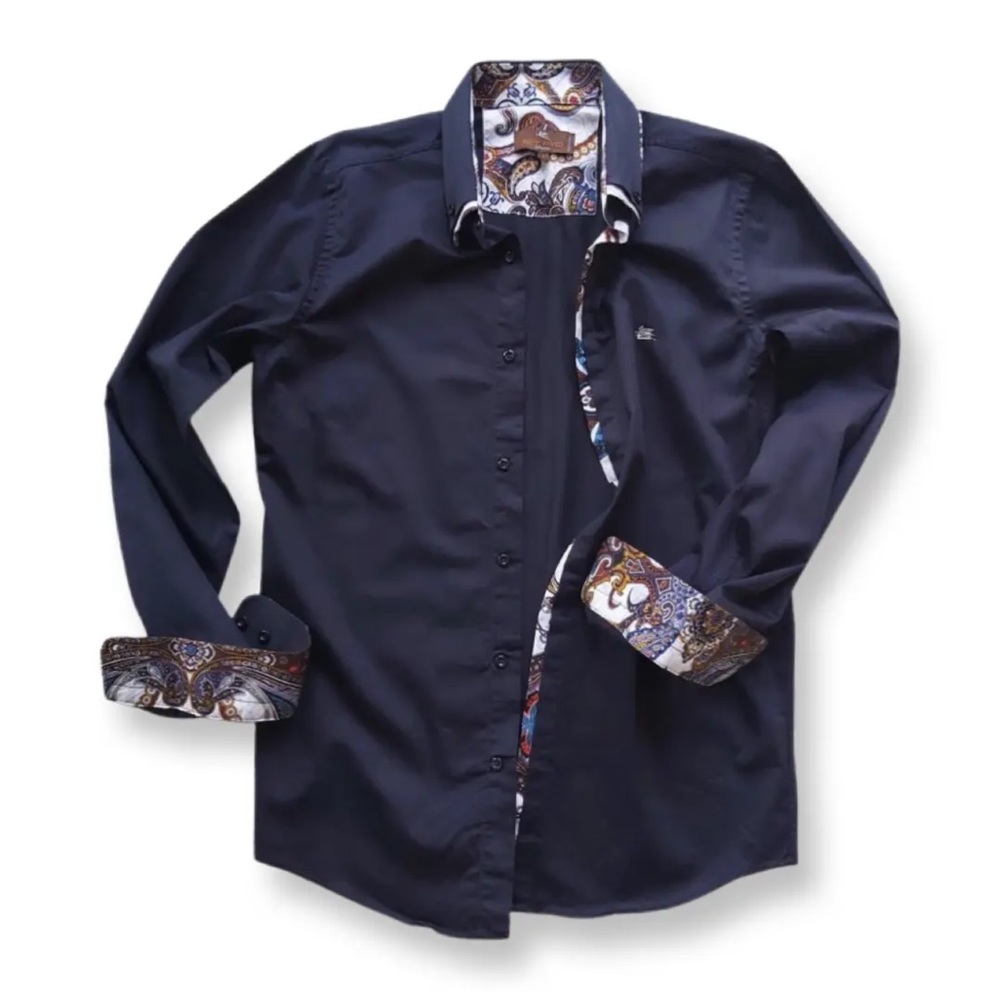 Etro Milano Vintage Navy Blue Button Front Men's Shirt,Size S